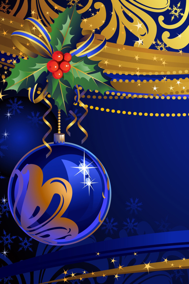 Fondo de pantalla Christmas tree toy Blue Ball 640x960