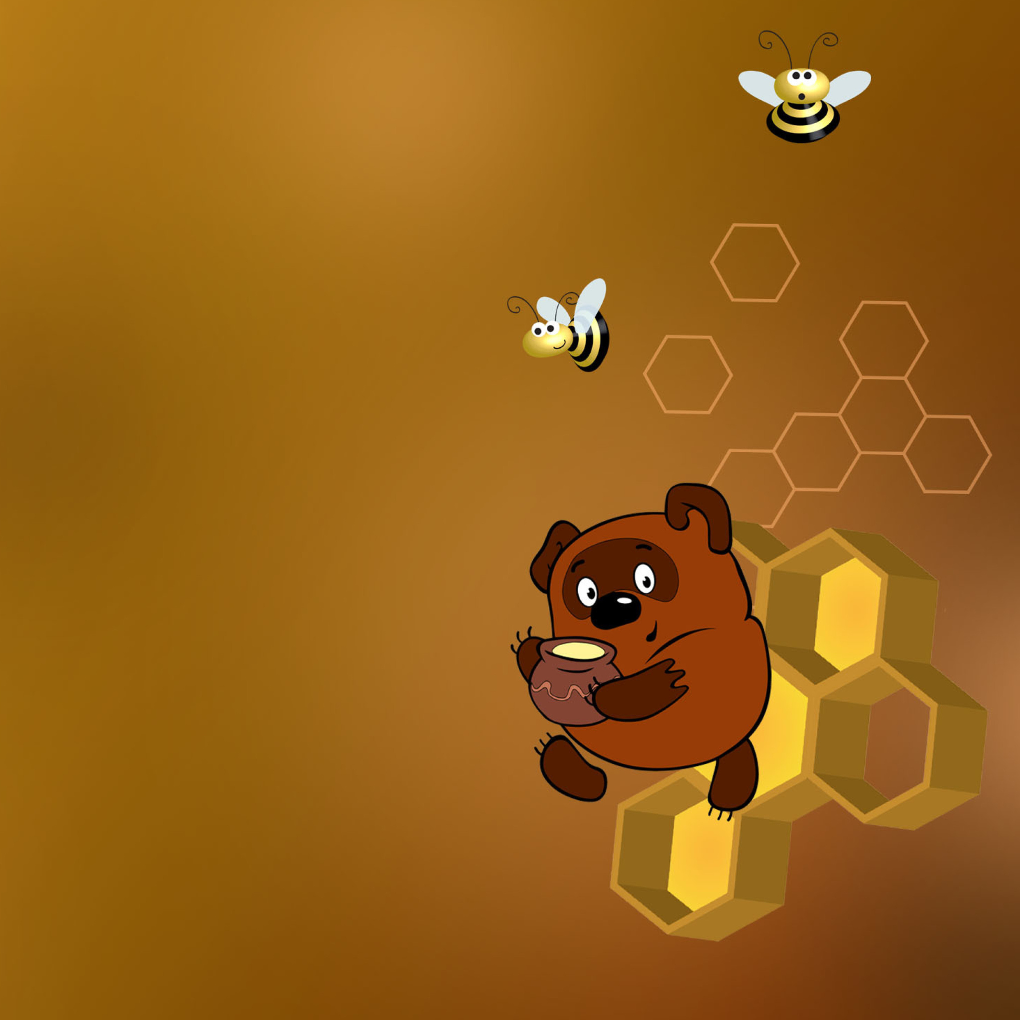 Обои Winnie-The-Pooh And Honey 2048x2048