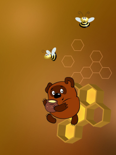 Das Winnie-The-Pooh And Honey Wallpaper 240x320