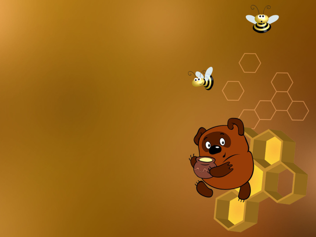 Обои Winnie-The-Pooh And Honey 640x480