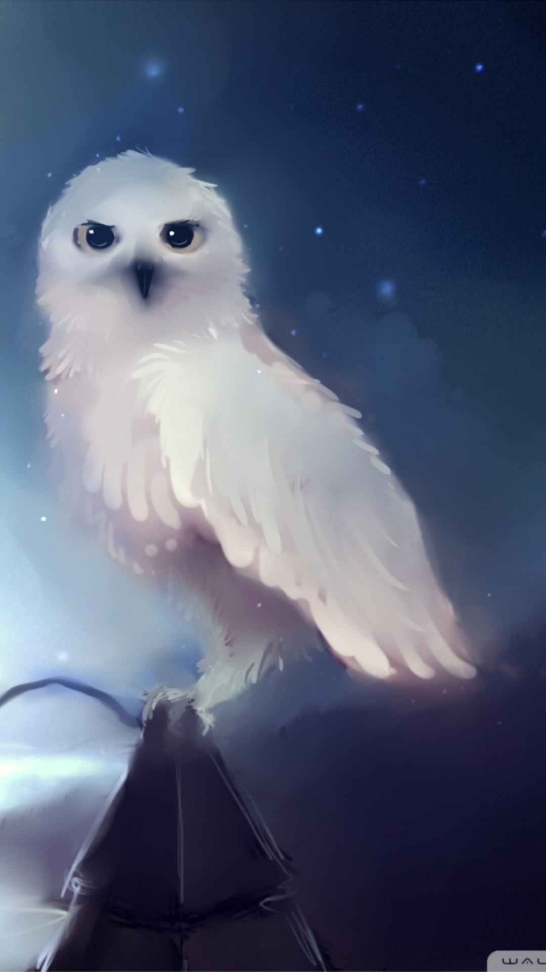 White Owl Painting wallpaper 1080x1920