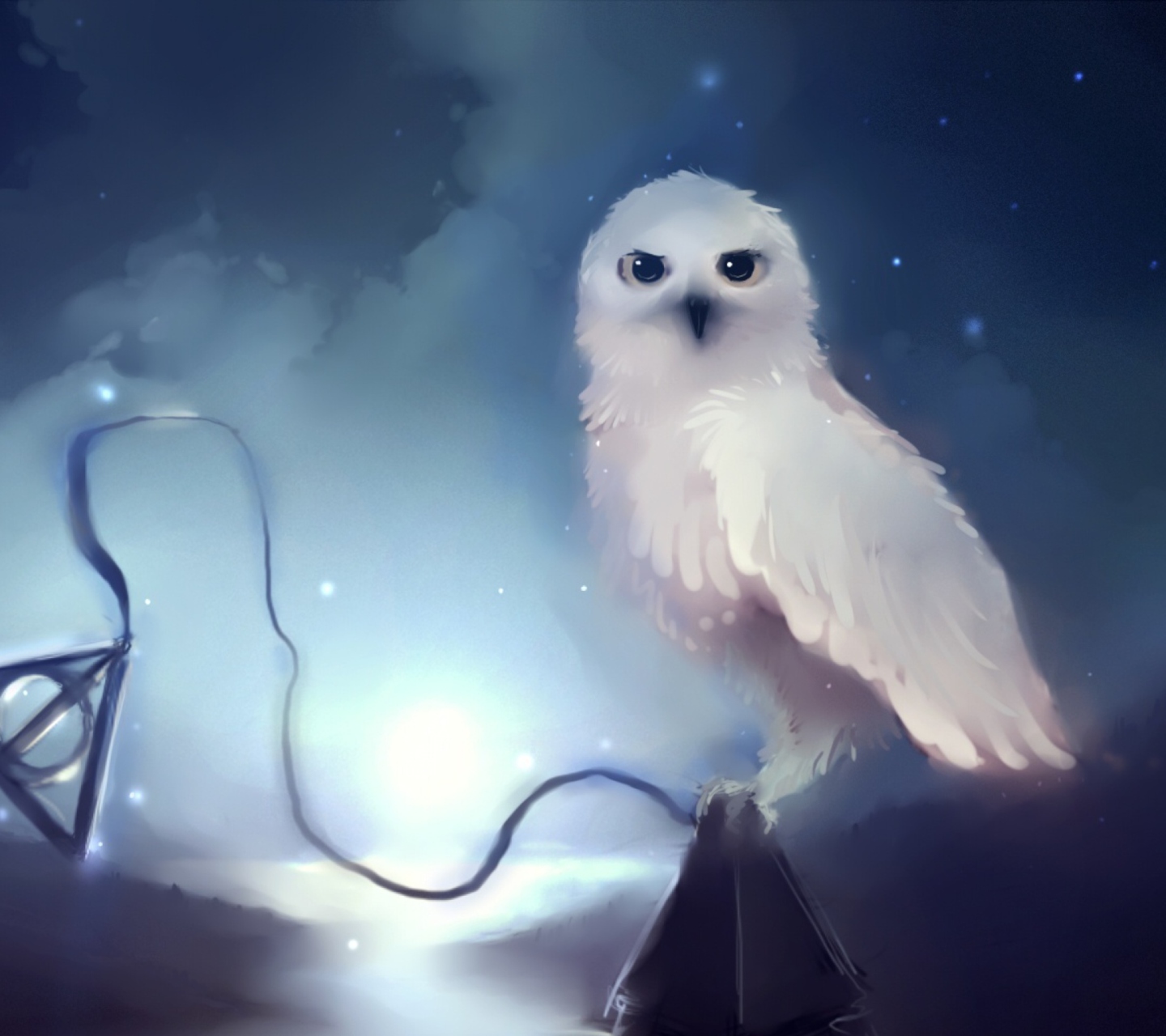Fondo de pantalla White Owl Painting 1440x1280