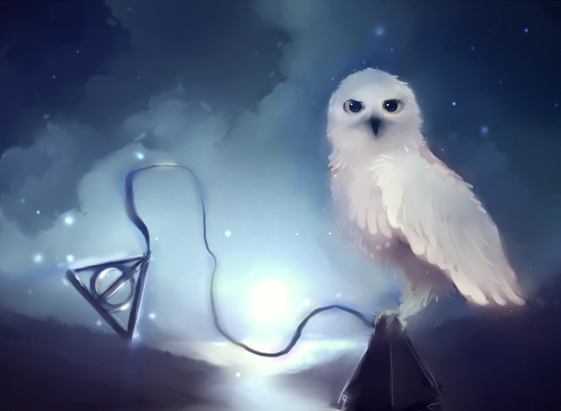 White Owl Painting wallpaper 1920x1408