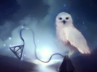 Das White Owl Painting Wallpaper 320x240
