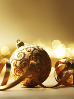 Das Golden Christmas Decorations Wallpaper 240x320