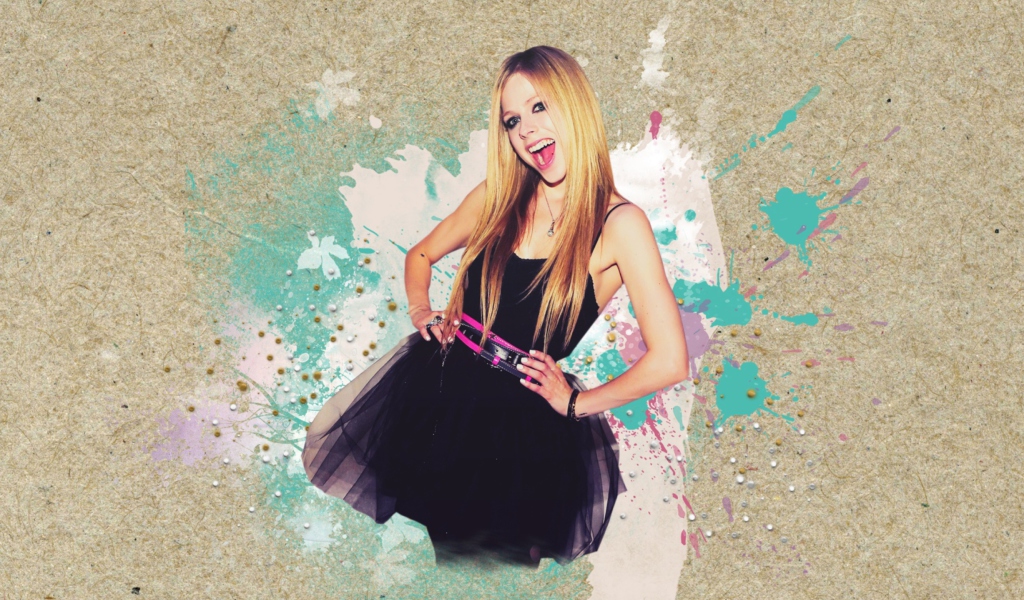 Fondo de pantalla Avril Lavigne In Black Dress 1024x600