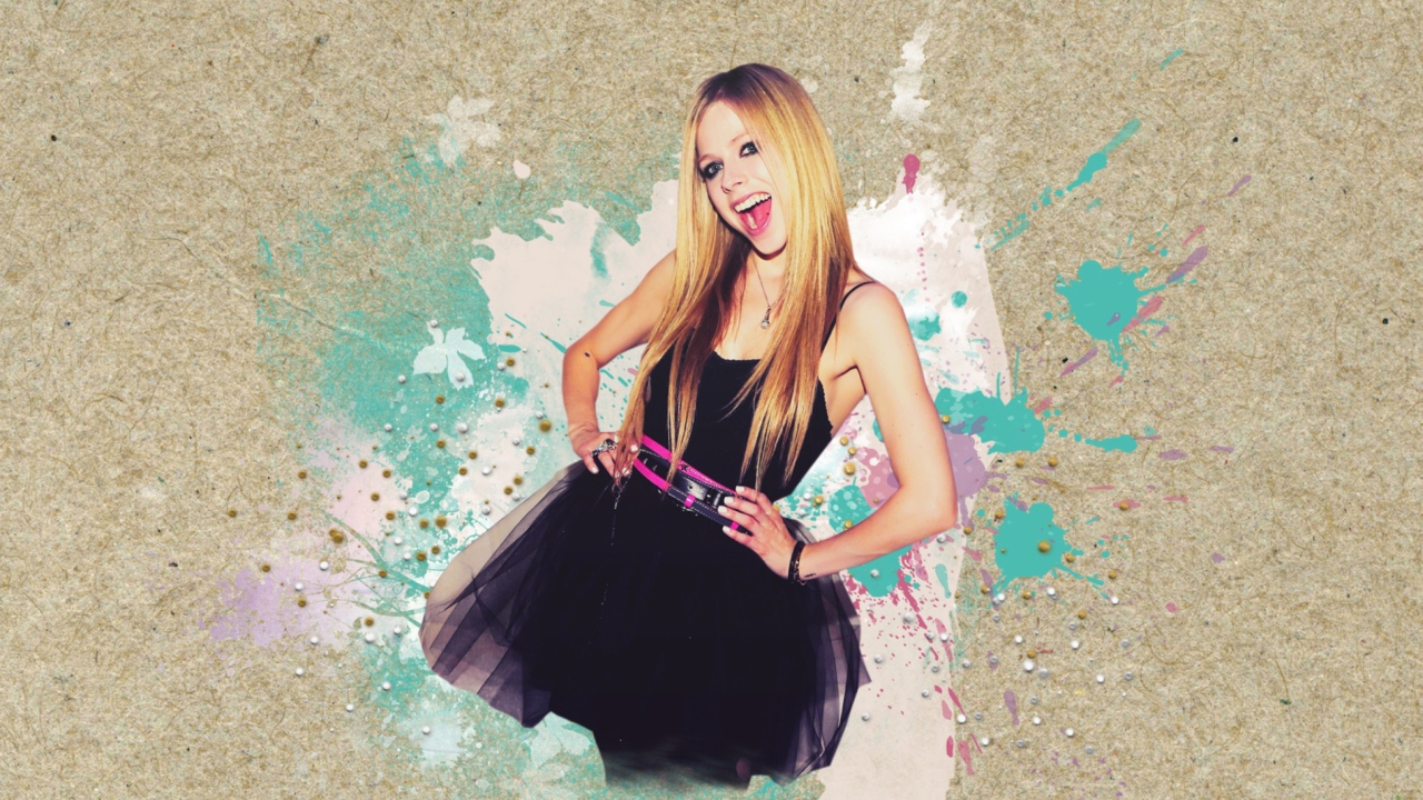 Das Avril Lavigne In Black Dress Wallpaper 1280x720