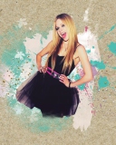 Обои Avril Lavigne In Black Dress 128x160