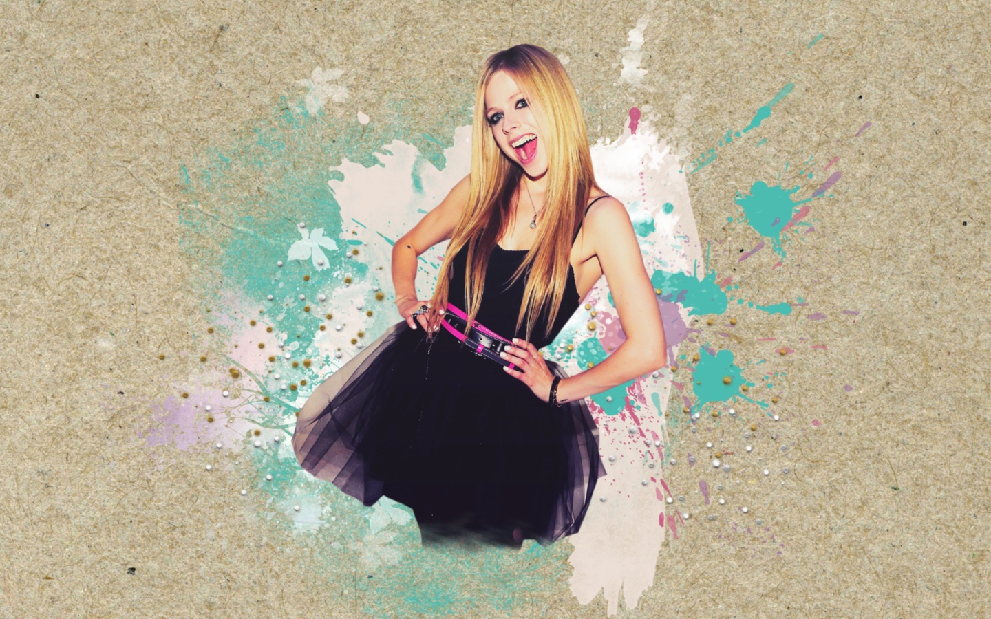 Sfondi Avril Lavigne In Black Dress 1440x900