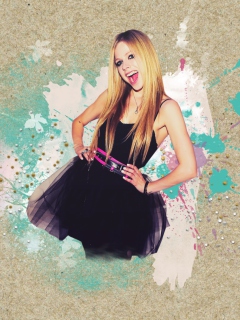 Sfondi Avril Lavigne In Black Dress 240x320