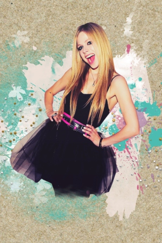 Обои Avril Lavigne In Black Dress 320x480
