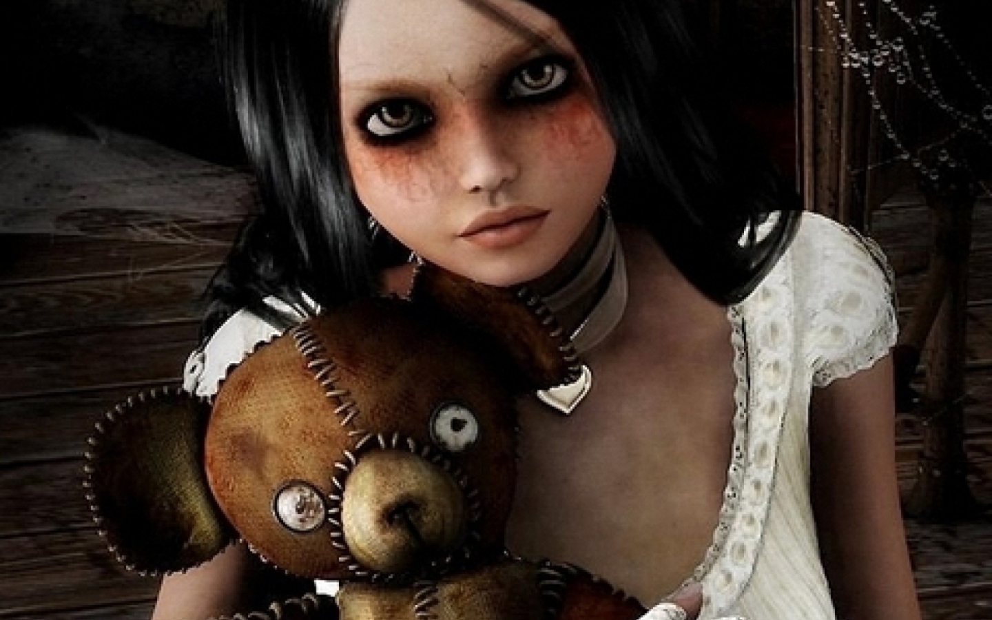 Das Girl With Teddy Bear Wallpaper 1440x900
