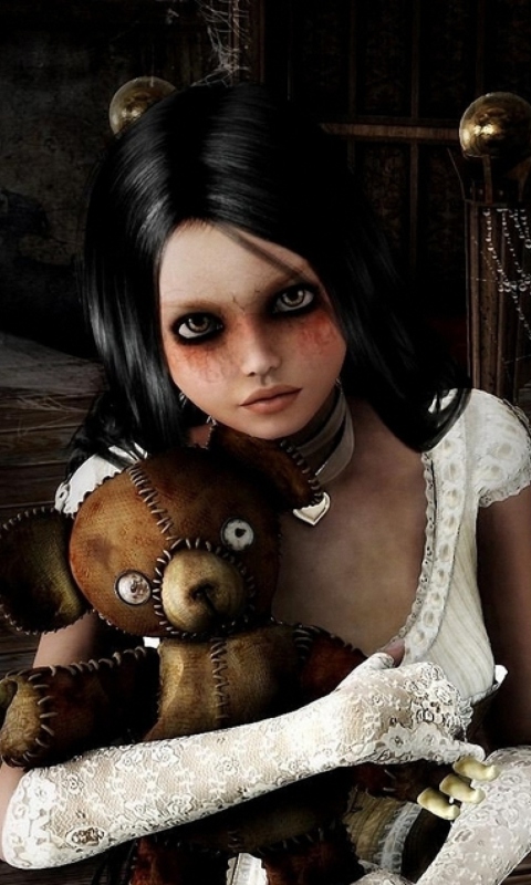 Sfondi Girl With Teddy Bear 480x800