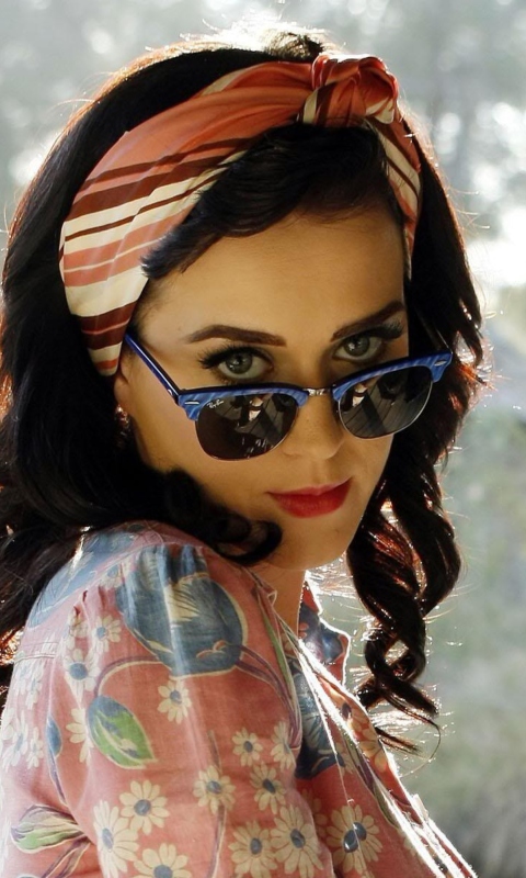 Katy Perry Wearing Ray Ban wallpaper 480x800