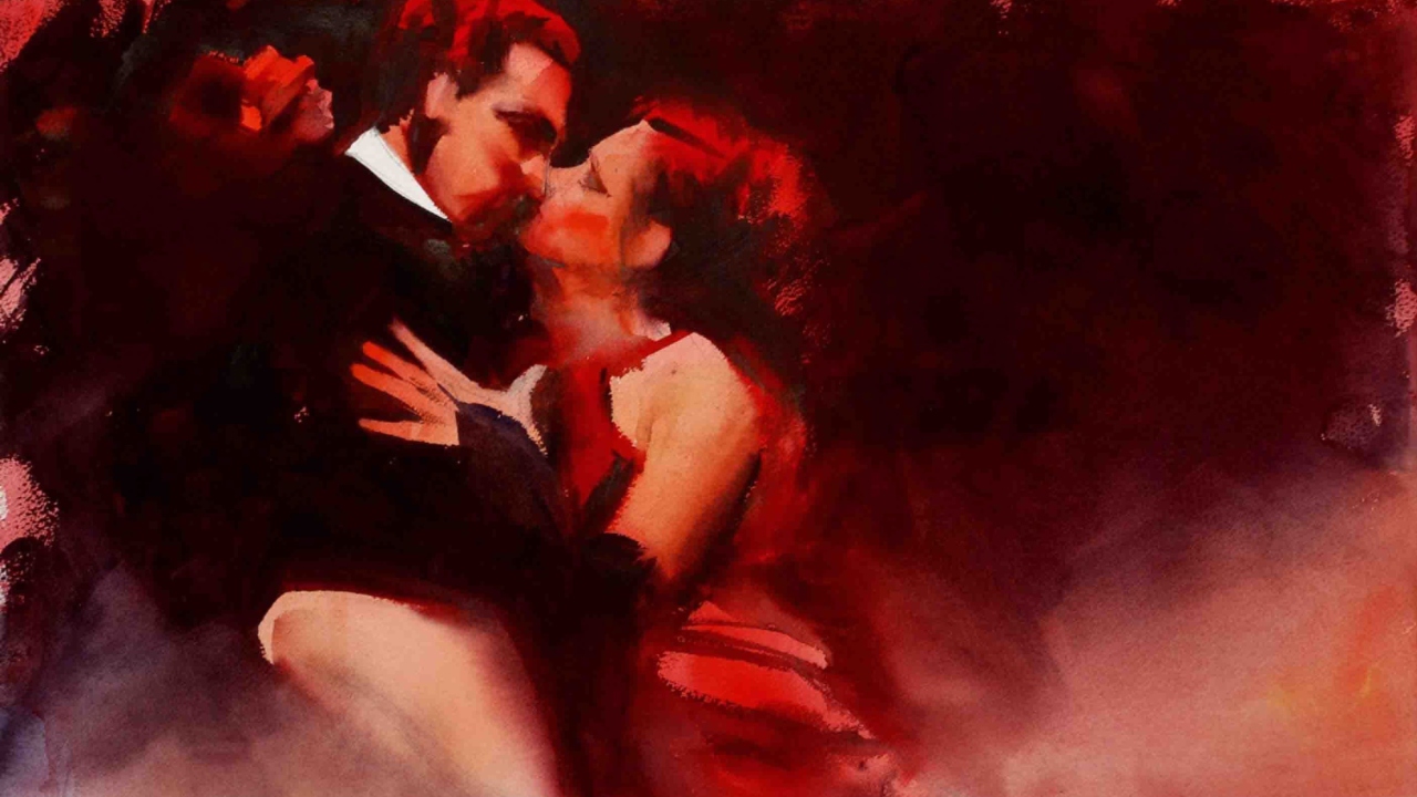 Fondo de pantalla Kiss Of Love Watercolor Painting 1280x720