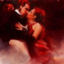 Kiss Of Love Watercolor Painting wallpaper 128x128