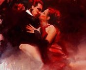 Обои Kiss Of Love Watercolor Painting 176x144