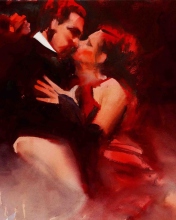 Обои Kiss Of Love Watercolor Painting 176x220