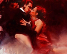 Kiss Of Love Watercolor Painting wallpaper 220x176