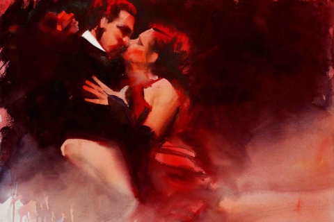 Обои Kiss Of Love Watercolor Painting 480x320