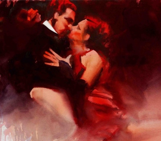 Kiss Of Love Watercolor Painting - Obrázkek zdarma pro 128x128