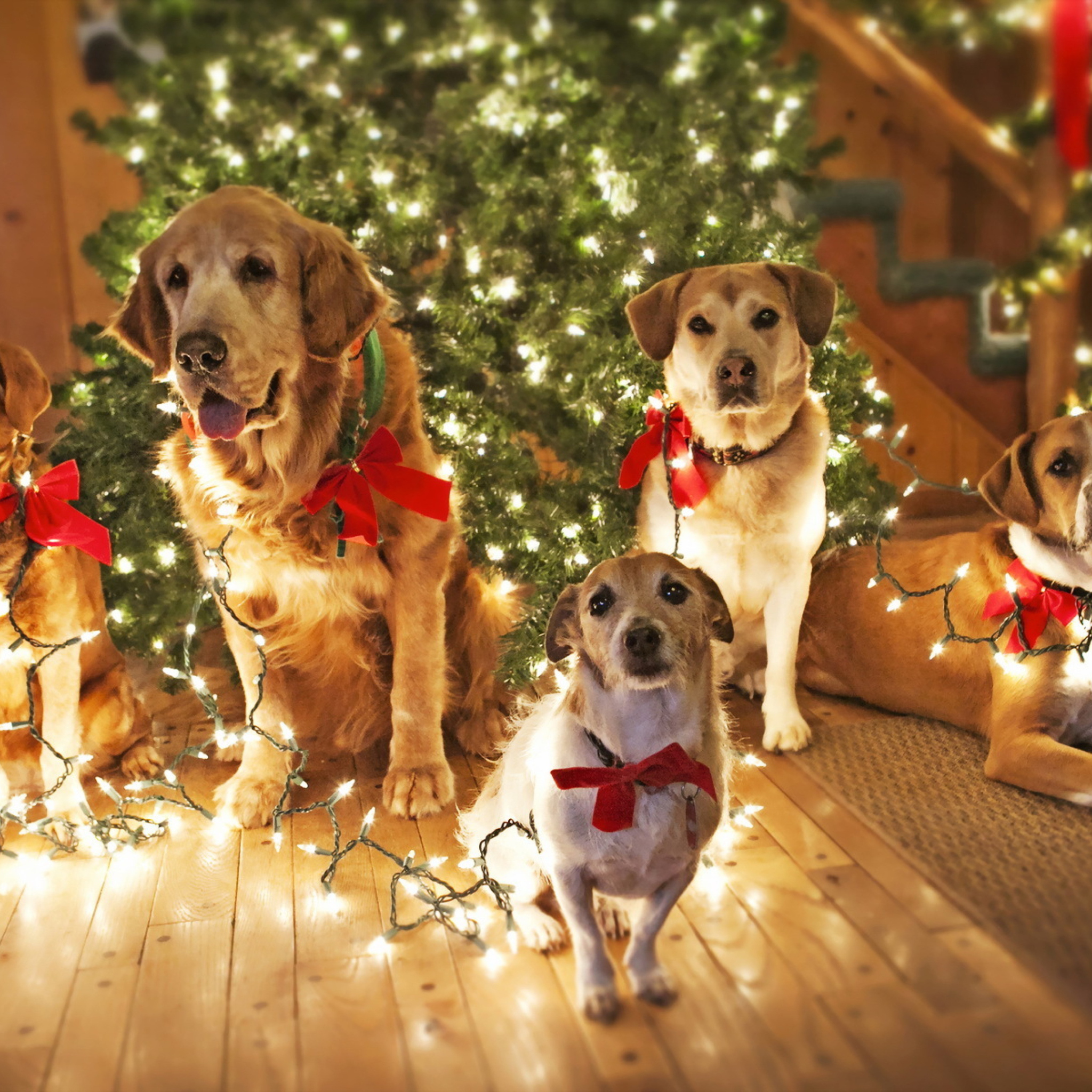 Das Christmas Dogs Wallpaper 2048x2048