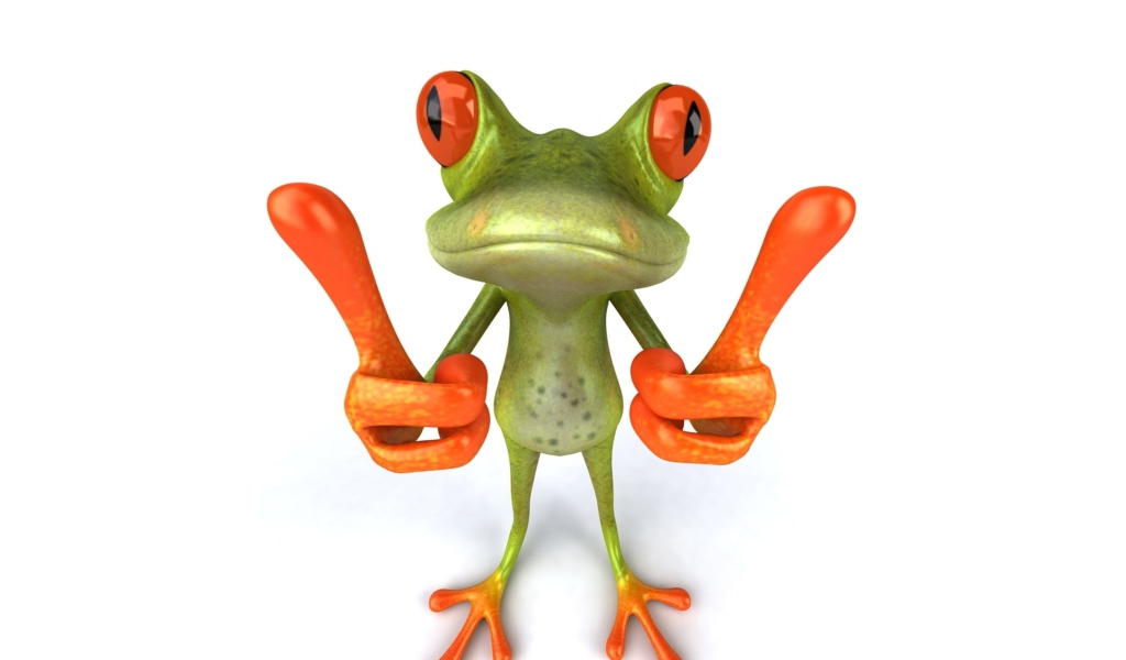 Обои 3D Frog Thumbs Up 1024x600