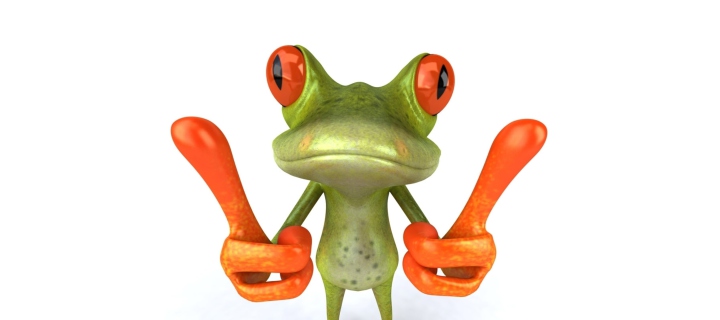 3D Frog Thumbs Up wallpaper 720x320