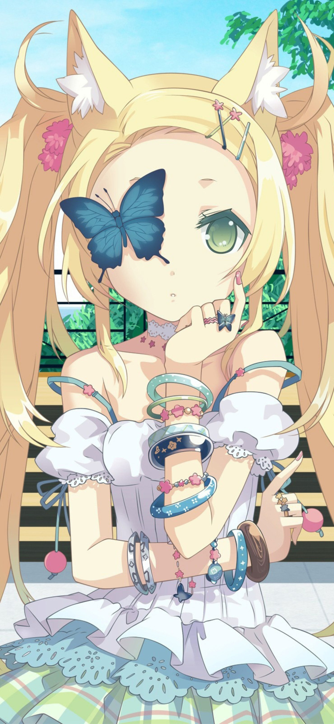 Screenshot №1 pro téma Blonde Anime Girl And Butterfly 1170x2532