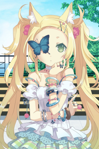 Screenshot №1 pro téma Blonde Anime Girl And Butterfly 320x480