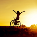 Обои Bicycle Ride At Golden Sunset 128x128