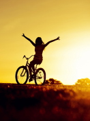 Sfondi Bicycle Ride At Golden Sunset 132x176