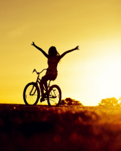Sfondi Bicycle Ride At Golden Sunset 176x220
