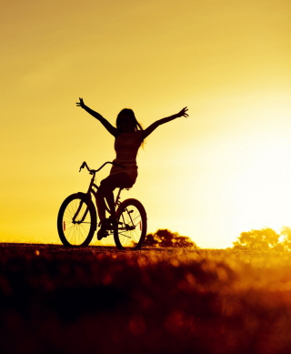 Bicycle Ride At Golden Sunset sfondi gratuiti per iPhone 6 Plus