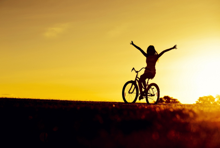 Обои Bicycle Ride At Golden Sunset