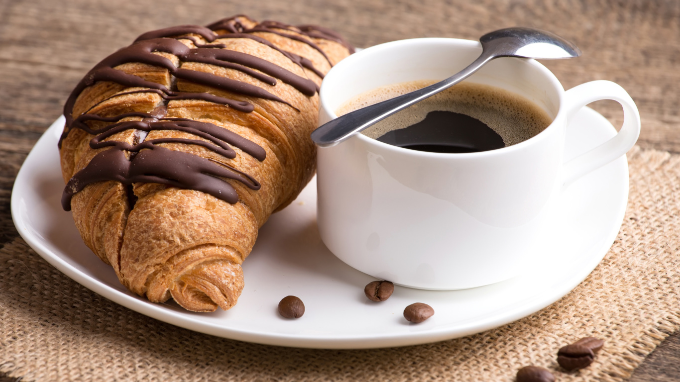 Breakfast with Croissant wallpaper 1366x768