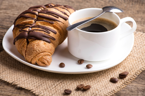 Breakfast with Croissant wallpaper 480x320