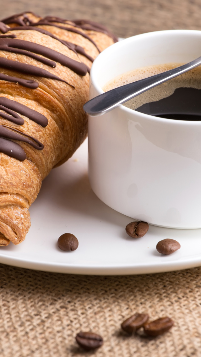 Breakfast with Croissant wallpaper 640x1136