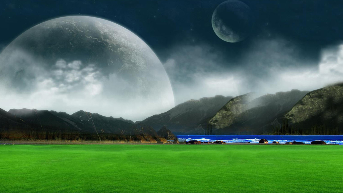 Das Moon Landscape Wallpaper 1366x768