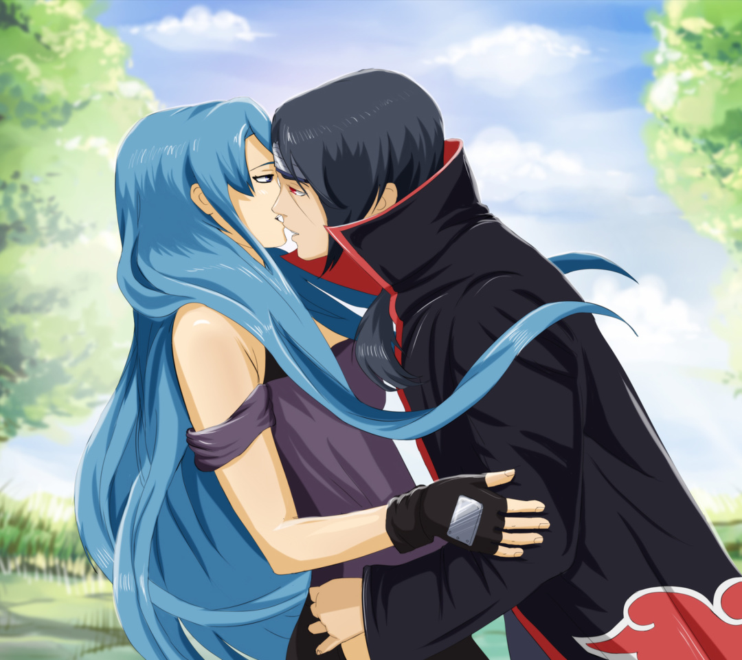 Обои Uchiha Itachi and Akatsuki Kiss 1080x960