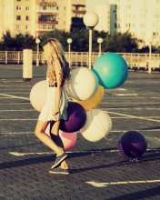Happy Girl With Colorful Balloons screenshot #1 176x220