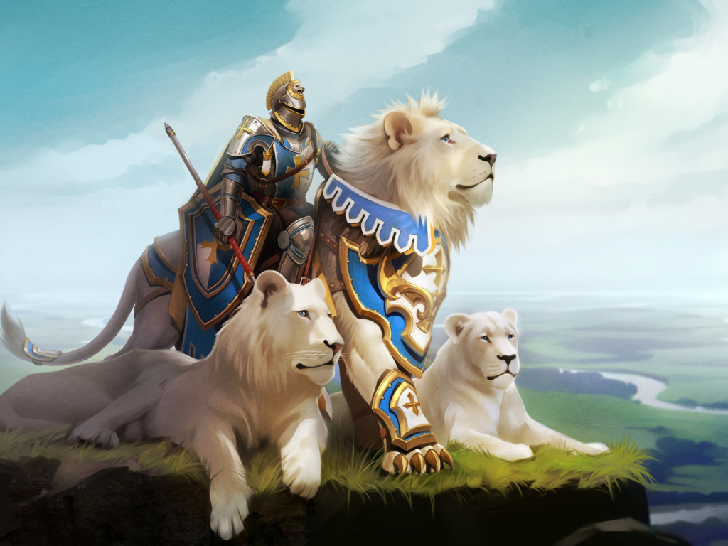 Sfondi Knight with Lions 1024x768