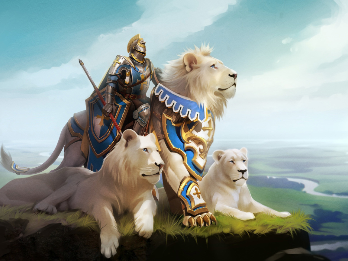 Das Knight with Lions Wallpaper 1152x864