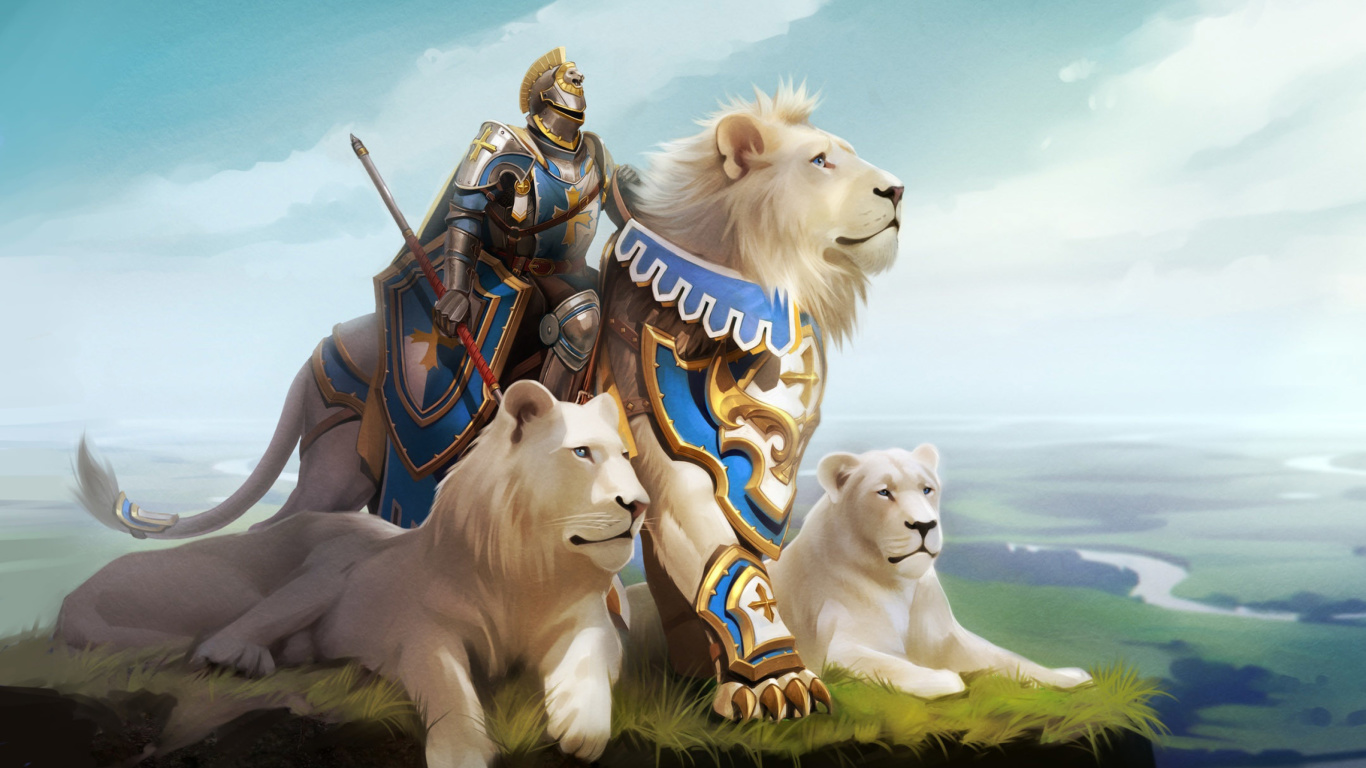 Sfondi Knight with Lions 1366x768