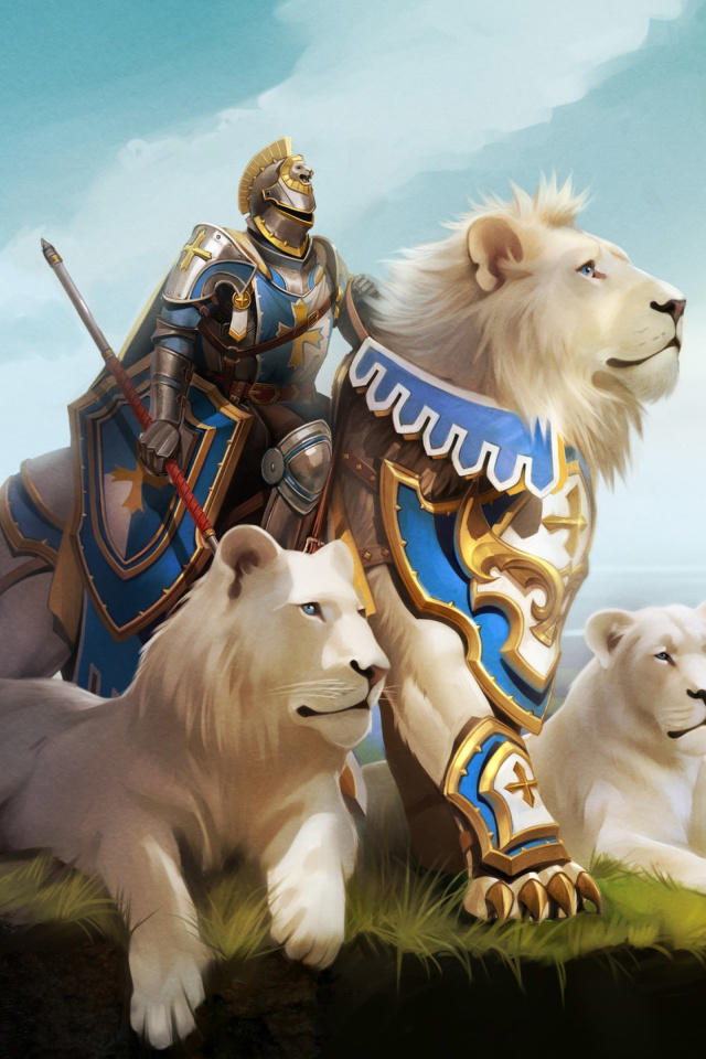 Das Knight with Lions Wallpaper 640x960
