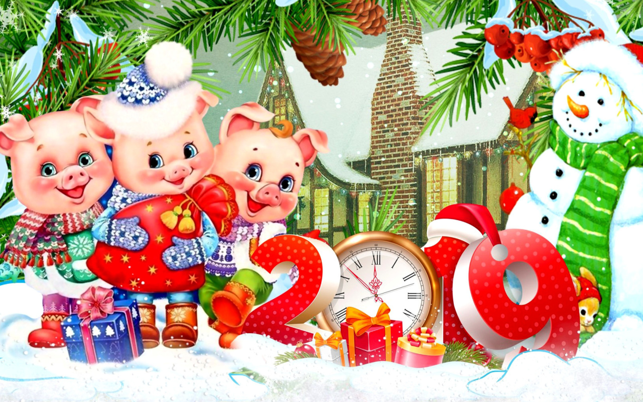 Обои 2019 Pig New Year Chinese Horoscope 1280x800