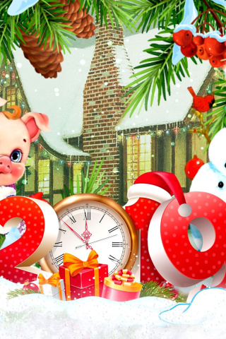 Sfondi 2019 Pig New Year Chinese Horoscope 320x480
