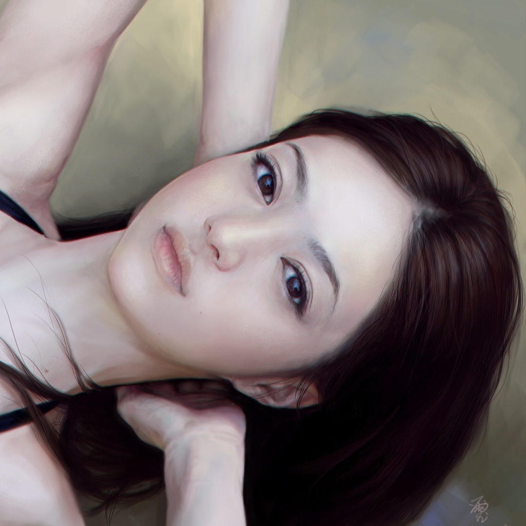 Girl's Face Realistic Painting wallpaper 1024x1024