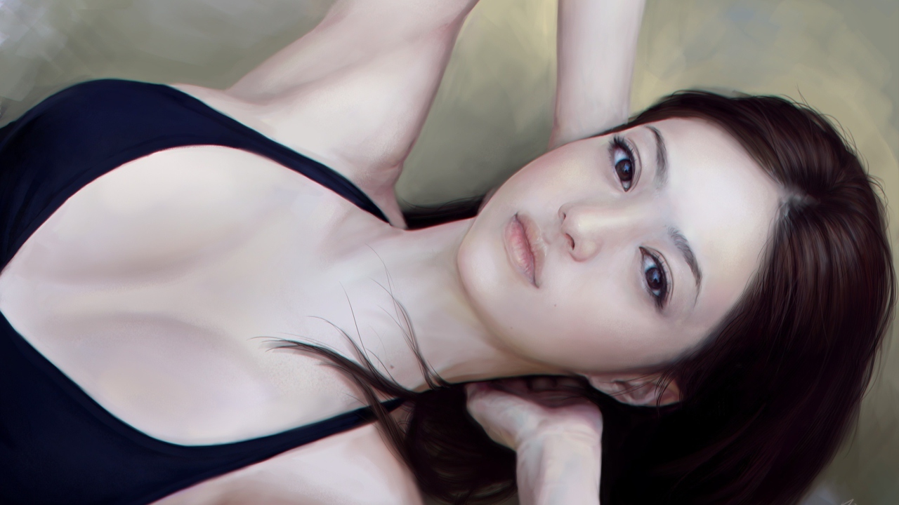 Girl's Face Realistic Painting wallpaper 1280x720