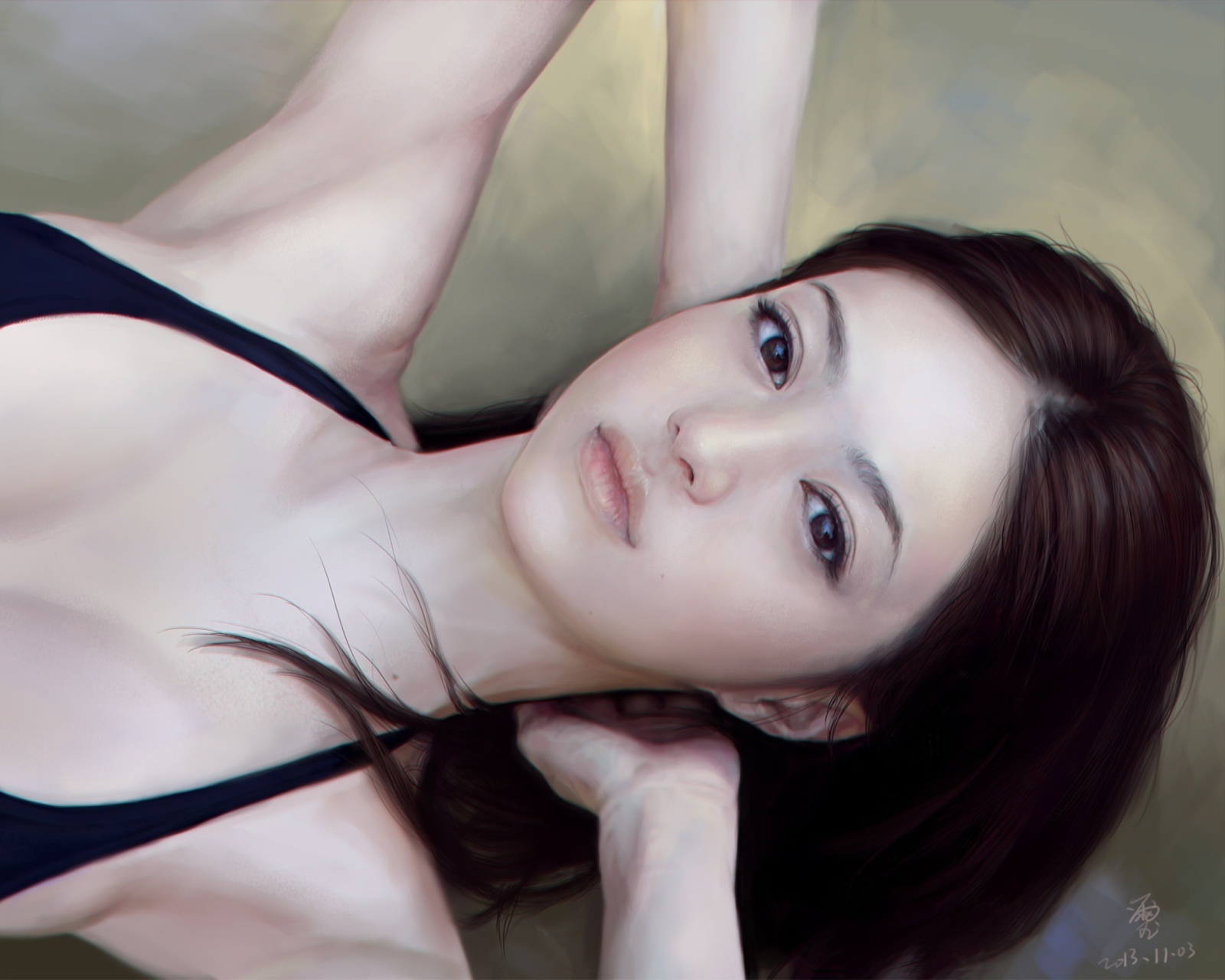 Sfondi Girl's Face Realistic Painting 1600x1280